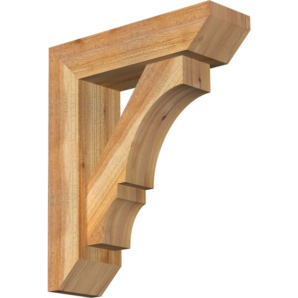 Ekena Millwork Balboa Slat Rough Sawn Bracket w/ Offset Brace, Western Red Cedar, 6"W x 20"D x 24"H BKT0604X20X24BOA06RWR - main